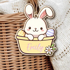 Etiqueta de nome de coelho personalizada, etiqueta de cesta de Páscoa, decoração fofa de acrílico para Páscoa, etiqueta de nome fofa para coelho de Páscoa, presente para criança, cartão de Páscoa.