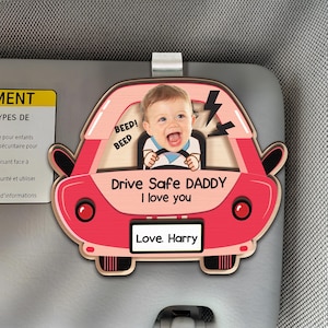 カスタムアクリルまたは木製カーハンガー、安全運転を心がけるお父さんへのギフト、新米パパへの初めての父の日ギフト、パーソナライズされた車のリアビュー装飾、お父さんへのギフト。