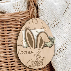 Porte-monnaie lapin de Pâques, cadeau personnalisé pour Pâques, décoration de panier, étiquettes de panier de Pâques, décoration de panier de Pâques, cadeau pour enfant.