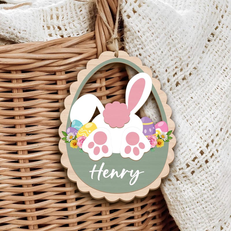 💖Buy More Save More💖Personalized Easter Egg Basket Tags, Cute Bunny Name Tags, Easter Gift for Kids