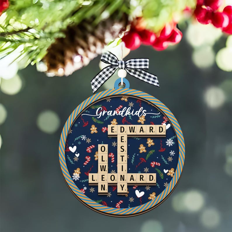 Personalized Scrabble Christmas Ornaments, Family Name Crossword Puzzle
