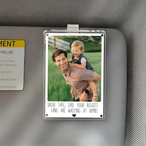 カスタム写真の車用バイザークリップ、お父さんへの父の日ギフト、子供からのお父さんへのギフト、おじいちゃんへのパーソナライズされたギフト、お父さんへのギフト、キーチェーン、車用吊り下げ。