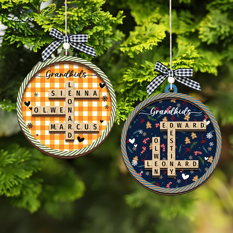 Personalized Scrabble Christmas Ornaments, Family Name Crossword Puzzle