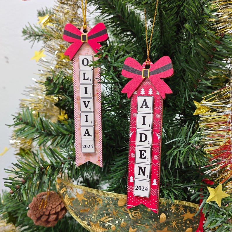 Personalized Scrabble Christmas Ornaments, Family Name Crossword Puzzle