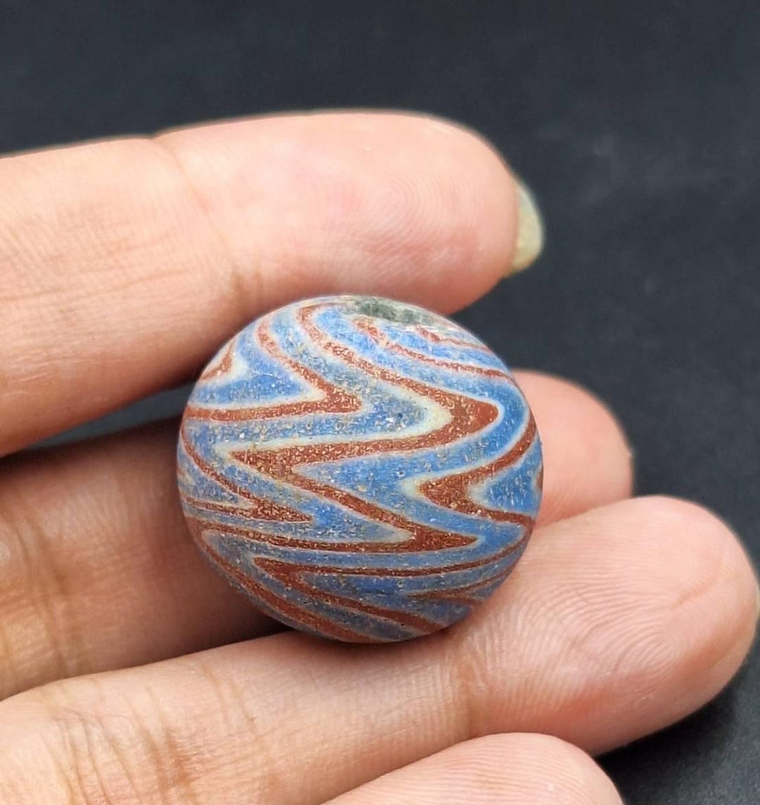 Extraordinary Old Glass Wave Pattern Red Blue Decoration Trade Mosaic ...