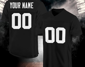 Men&#39;s Custom Stitched Black Football Jersey – Personalized Name Number – Custom Team Jersey for Game Day, Sports Fans Gifts