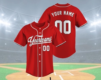 Camiseta de béisbol vintage personalizada, camiseta de béisbol retro para hombres, mujeres y jóvenes, camiseta roja y blanca con nombre y número personalizados, el mejor regalo de todos los tiempos