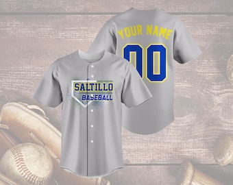 Camiseta de béisbol de Saltillo, camiseta personalizada del equipo, nombre y número personalizados, uniforme de sóftbol gris, regalo para el día del partido, ropa para fanáticos del deporte.