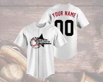 Camiseta de béisbol All Stars 2024, nombre y número personalizados, uniforme de sóftbol personalizado, regalo para equipos juveniles, ropa para el día del partido
