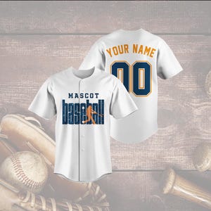 Mascot Baseball Jersey, Custom Team Shirt, Personalized Name and Number, Player Silhouette Design, Game Day Uniform, Fan Gift Idea
