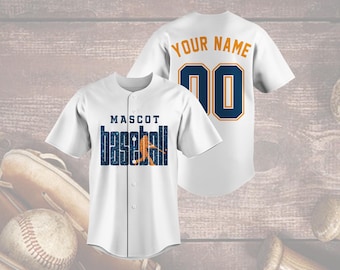Camiseta de béisbol de mascota, camiseta personalizada del equipo, nombre y número personalizados, diseño de silueta de jugador, uniforme para el día del partido, idea de regalo para fanáticos