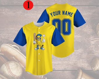 Sports Banana Team Mascot Baseball Jersey, Personalized Name Team Baseball Jersey, Custom All Stars Baseball Jersey For Baseball Fans