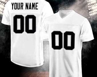 Men&#39;s Custom Stitched Football White Jersey, Personalized Embroidered Black Name Number Retro Football Jersey, Gift for Him