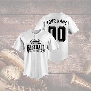 Custom Baseball Jersey 2025, Personalized Team Shirt, Your Text and Name, Game Day Uniform, Sports Fan Gift, Youth Softball Apparel
