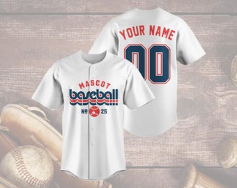 Camiseta de béisbol de mascota 2025, camiseta retro personalizada del equipo, nombre y número personalizados, uniforme deportivo vintage, regalo para fanáticos el día del partido.