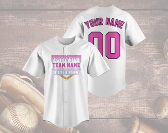 Camiseta de béisbol personalizada, camiseta rosa personalizada del equipo, bonito uniforme a juego con nombre y número, regalo de sóftbol para niñas, jóvenes y mujeres.