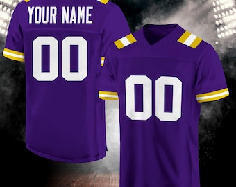 Men&#39;s Custom Purple Football Jersey, Personalized Stitched Name & Number, Team Spirit Gift, Fan Game Day Shirt