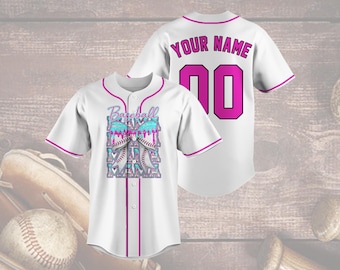 Camiseta personalizada para mamá de béisbol, camisa con lazo rosa personalizada, lindo uniforme de sóftbol a juego con nombre y número, regalo para mamás de béisbol.