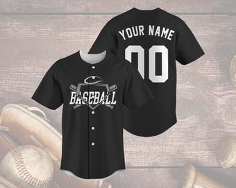 Camiseta de béisbol negra personalizada, camiseta monocromática personalizada, uniforme blanco con nombre y número, elegante atuendo para el día del partido para fanáticos y jugadores.