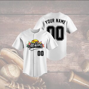 Custom Baseball Jersey, All Stars Softball Shirt, Personalized Team Uniform, Your Name and Number, Sports Fan Gift