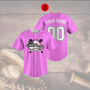 Custom Team Name All Stars Baseball Jersey, Personalized Number, White Sports Jersey, Team Apparel, Softball Gear, Gift for Baseball Fans