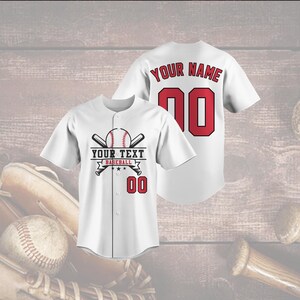 Custom Baseball Jersey, Your Text and Number Shirt, Personalized Team Uniform, Red and Black Design, Game Day Softball Fan Gift