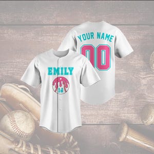 Custom Drip Softball Jersey, Personalized Name and Number Shirt, Cute Baseball Uniform for Girls, Pastel Sports Gift, Team Apparel