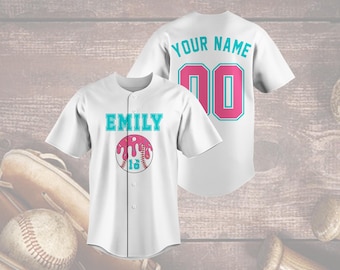 Camiseta de sóftbol personalizada, nombre y número personalizados, bonito uniforme de béisbol para niñas, regalo deportivo en tonos pastel, ropa de equipo.