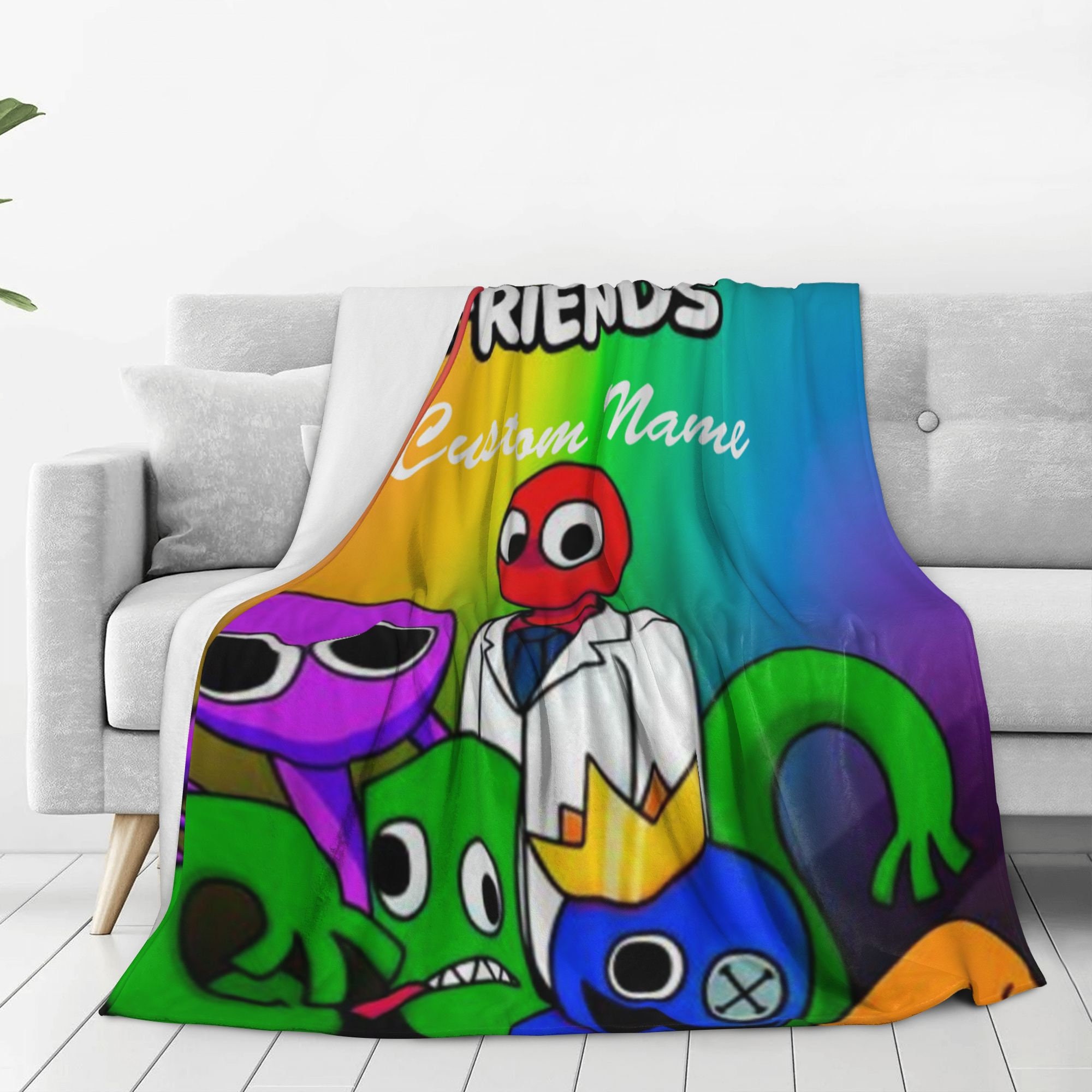 Fuzzy rainbow blanket sale