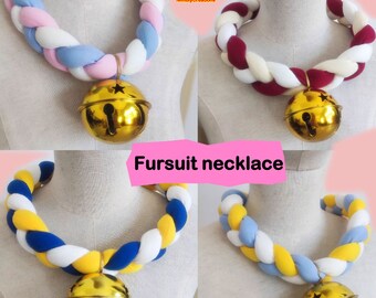 Fursuit cosplay kraag, Fursuit cosplay accessoire halsbanden, gevlochten ketting cosplay accessoire, kat kraag Bell, harige cosplay, harige cadeau