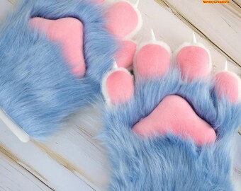 Fursuit handpoten met klauw, harige kattenhandschoenen poten, cosplay Fursuit poten, Fursuit handschoenen, handgemaakte harige poten, Fox Wolf Tiger Paws, huisdier spelen