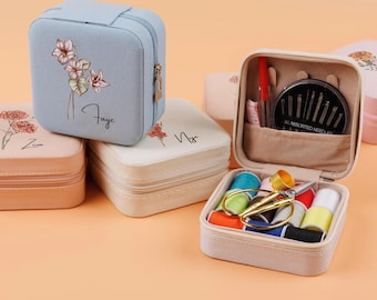 Blumen-Nähset, Mini-Nähset mit Name & Blume, Nähset,Stickset,Stickerei-Set,Nähkasten,Klein