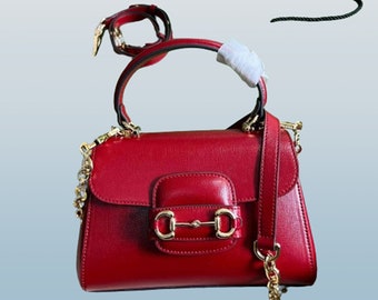 Red Horsebit Shoulder Bag