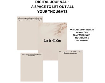Digital Journal with Prompts | Self-Care Mindfulness Guided PDF (Instant Download)