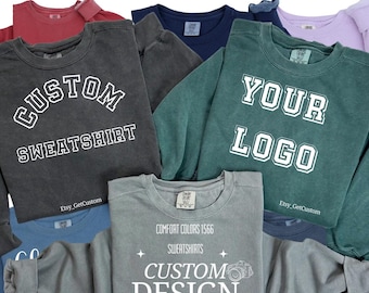 Sudadera con cuello redondo y letras universitarias con colores personalizados y cómodos