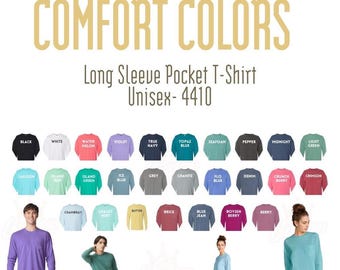 Camiseta de manga larga con bolsillo Comfort Colors Camiseta de manga larga con bolsillo Comfort Colors 100% algodón Camiseta de manga larga Comfort Color 4410
