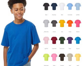 Camiseta juvenil lisa M&O 4850 para niños, 100 % algodón, venta al por mayor para serigrafía, vinilo termoadhesivo, sublimación, Cricut y pedidos grupales personalizados.