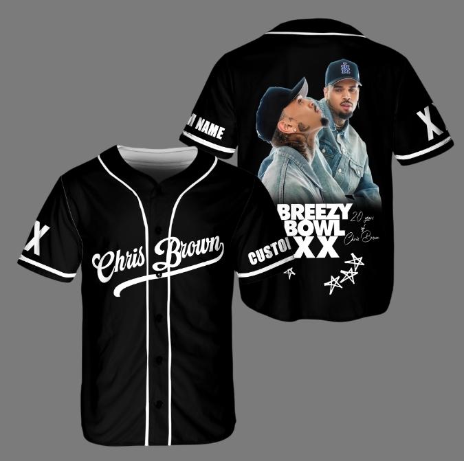 Personalized Breezy Bowl XX 2025 Jersey, Chris Brown Breezy Bowl Baseball Jersey, Breezy Bowl Tour XX Shirt, Chris Brown Tour Shirt