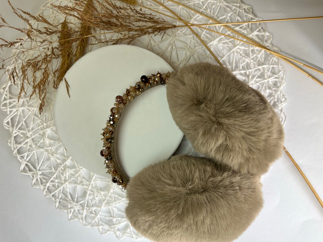 Children's Ear Muffs Crystal Headband Pearl Headbands Embroidery Design