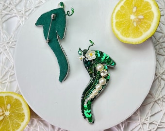 Broche de capa de cuentas bordadas de guisantes verdes Regalo para su madre hermana amiga mujeres abuela esposa Regalos de joyería de graduación únicos personalizados