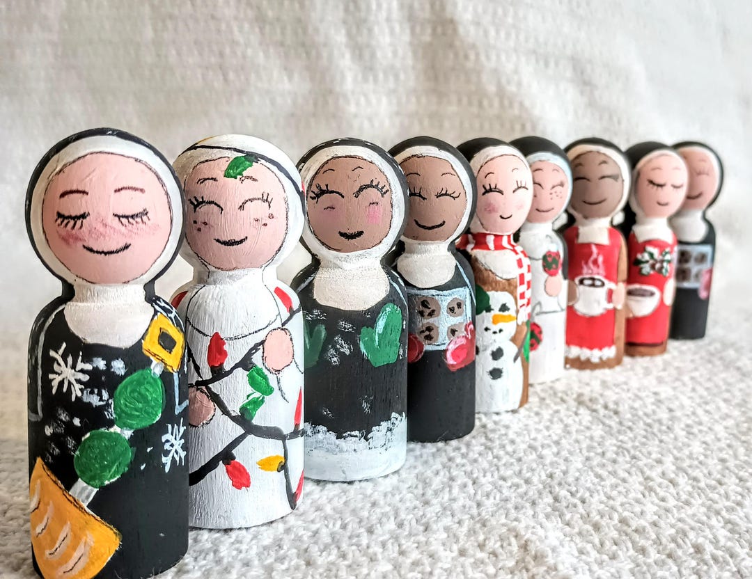 Nun Doll Christmas Nun Wooden Peg Doll Catholic Toy Nun Art Catholic Kid Toy Catholic Christmas ...