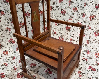 1940s Vintage Wood Children’s Folding Potty Chair: Montessori Decor