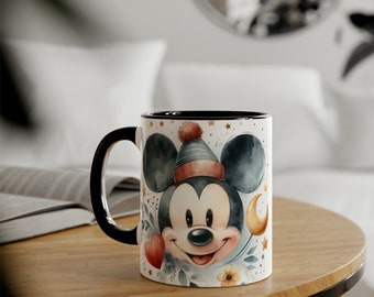 Mickey Mouse Mug, Watercolor Mug, Color Mug, Ceramic Mug, Accent Mugs, 11oz