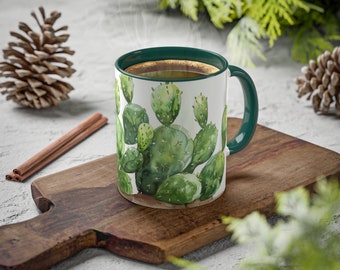 Cactus Mug, Plants Mug, Nature Mug, Watercolor Mug, Colorful Mug, Ceramic Mug, 11oz