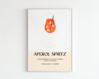 Aperol Spritz Art Print | Stylish cocktail wall poster in various formats | Bonus format Ikea frame |