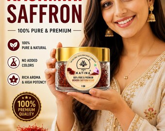 Reine Kashmir Safran Fäden - Güteklasse A + Premium Kesar Gewürz für Tee, Reis & Kochen | Natürliches Gourmet Geschenk