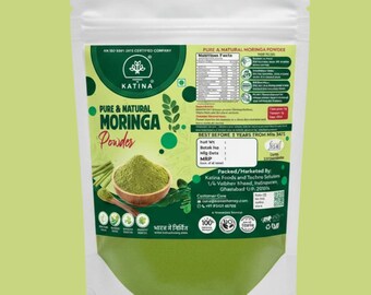 Bio-Moringa-Blattpulver, Bio-Moringa-Pulver, Grünes Superfood, Smoothie-Mix, Kräutertee, Vegane Ernährung, Pflanzliche Wellness
