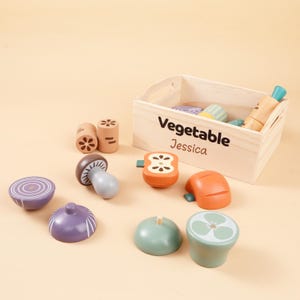 Personalized  Wooden Play Kitchen Toy Set,Fruit Vegetable Bakery Meat Fish Toys,Wooden  Nursery Decorations, Toddler Educational Toys