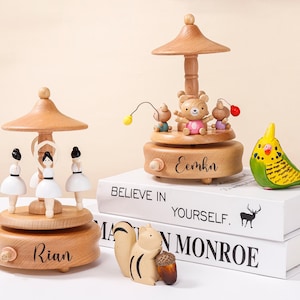 Caja de música personalizada, regalo de cumpleaños para bebé, caja de música de madera, regalo de baby shower, caja de música con nombre grabado, caja de música