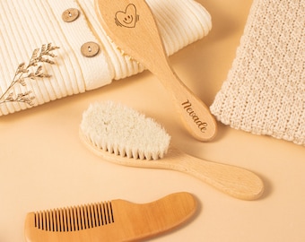 Personalized Wooden Baby Hairbrush Set, Keepsake for Girl or Boy, Custom Baby Birthday Gift,Baby Keepsake Gift,Custom Baby Brush.